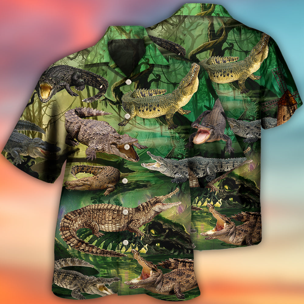 Crocodile Fall In Love - Hawaiian Shirt - Owls Matrix LTD