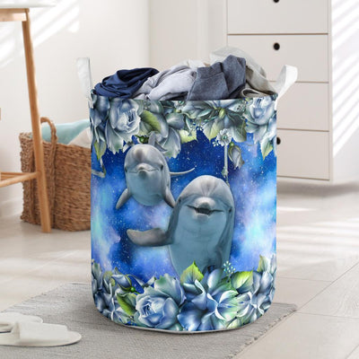 Dolphin Cute Dolphin Blue Ocean Basic Style - Laundry Basket - Owls Matrix LTD