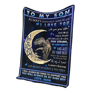 Dinosaur To My Son I Love You - Flannel Blanket - Owls Matrix LTD