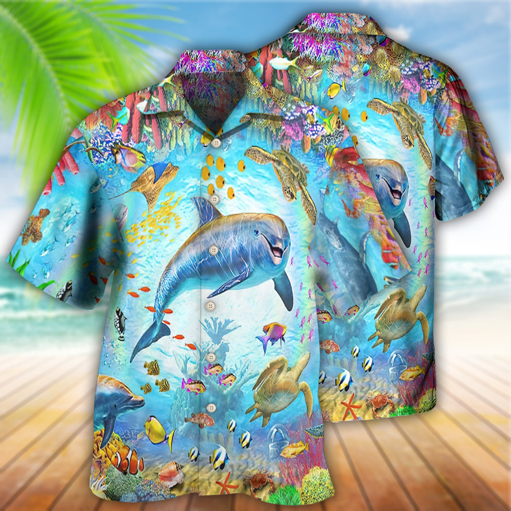 Dolphin Life In The Beautiful Ocean - Hawaiian Shirt - Owls Matrix LTD