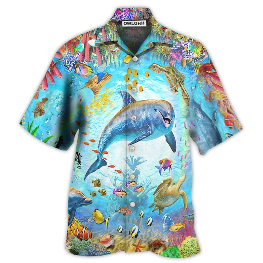 Hawaiian Shirt / Adults / S Dolphin Life In The Beautiful Ocean - Hawaiian Shirt - Owls Matrix LTD