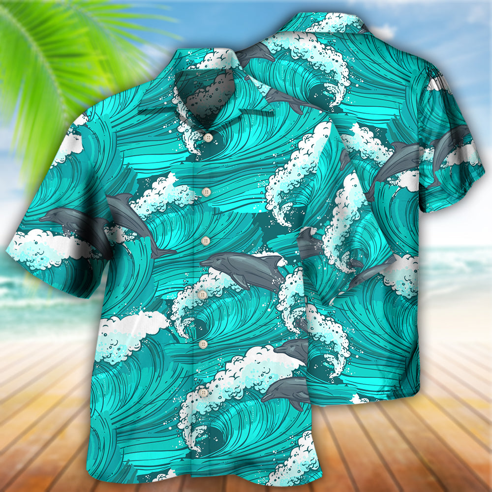 Dolphin Loves Fresh Ocean And Summer - Hawaiian Shirt - Owls Matrix LTD