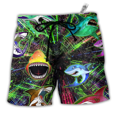 Beach Short / Adults / S Shark Angry Neon Stunning Style - Beach Short - Owls Matrix LTD