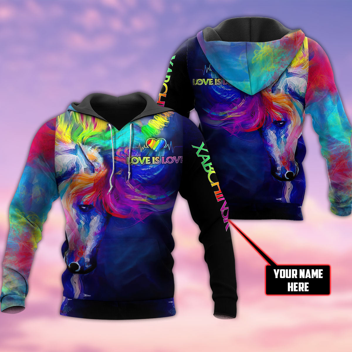 LGBT Unicorn Colorful Personalized - Hoodie - Owls Matrix LTD