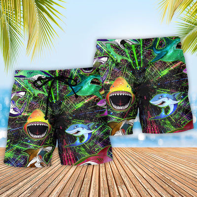 Shark Angry Neon Stunning Style - Beach Short - Owls Matrix LTD