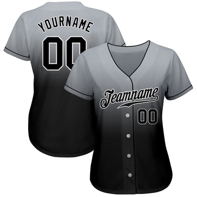 Custom Gray Black-White Authentic Fade Fashion Baseball Jersey - Owls Matrix LTD