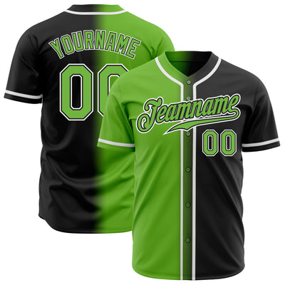 Custom Black Neon Green-White Authentic Fade Fashion Baseball Jersey - Owls Matrix LTD