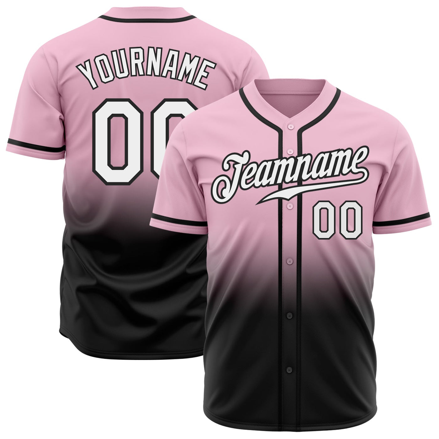 Custom Light Pink White-Black Authentic Fade Fashion Baseball Jersey - Owls Matrix LTD