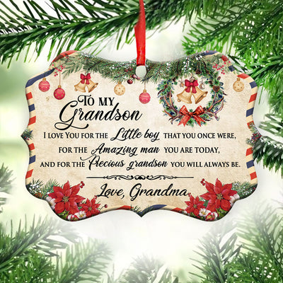 Family Christmas Letter Grandma To Grandson - Horizontal Ornament - Owls Matrix LTD