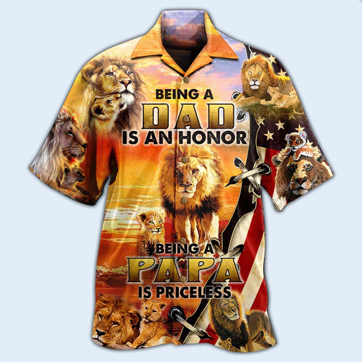 Lion Family Being A Dad Is An Honor Being A Papa Is Priceless - Hawaiian Shirt - Owls Matrix LTD