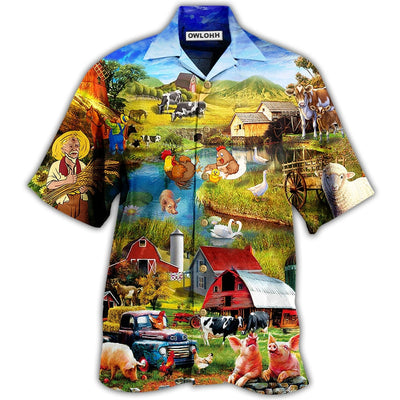 Hawaiian Shirt / Adults / S Farm Love Animals In The Village - Hawaiian Shirt - Owls Matrix LTD