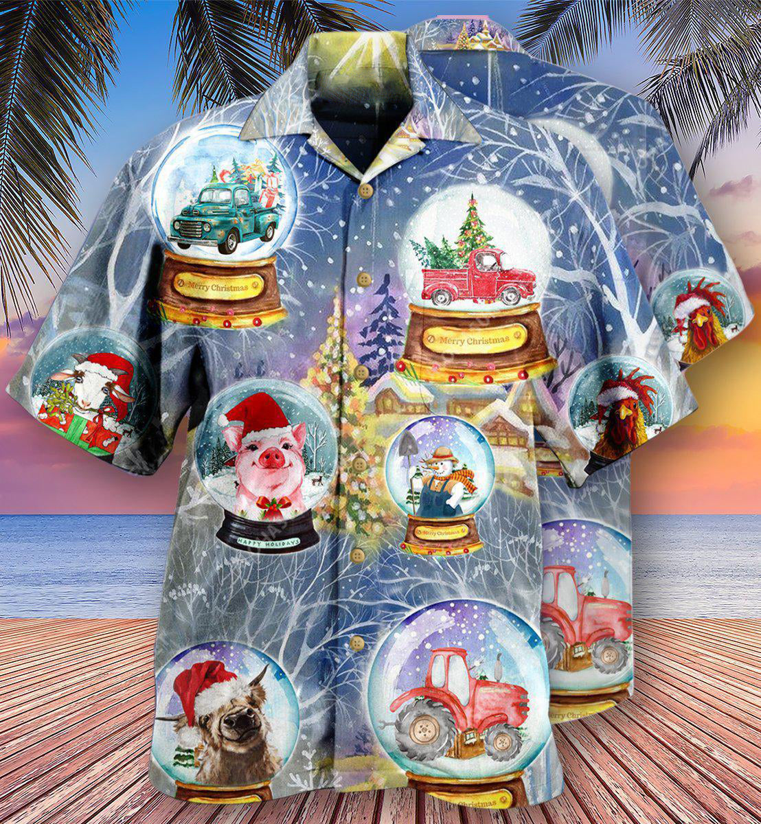 Farm Xmas Funny Global - Hawaiian Shirt - Owls Matrix LTD