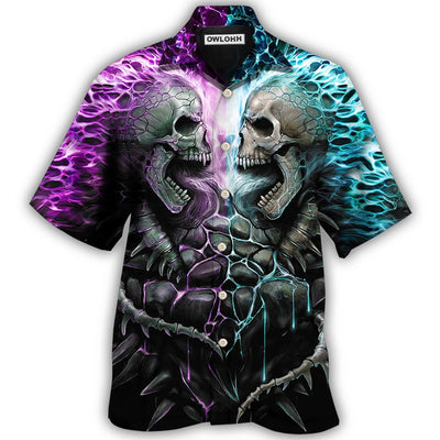 Hawaiian Shirt / Adults / S Skull Flaming Skull Style - Hawaiian Shirt - Owls Matrix LTD