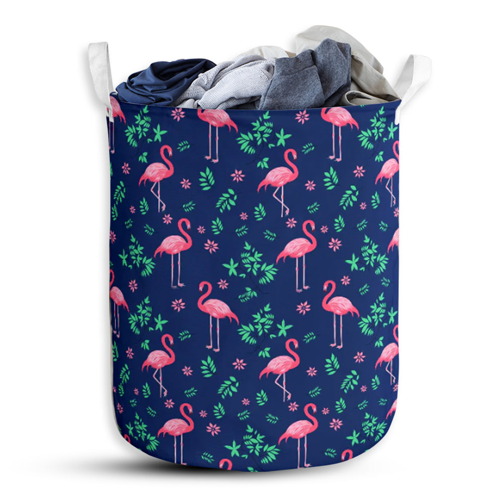 Flamingo Flower Pattern - Laundry Basket - Owls Matrix LTD