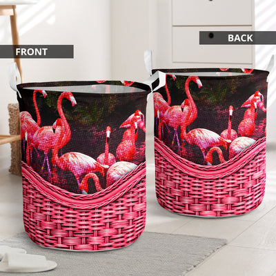 S: 17.72”x13.78” (45x35 cm) Flamingo Rattan Teaxture Style - Laundry Basket - Owls Matrix LTD
