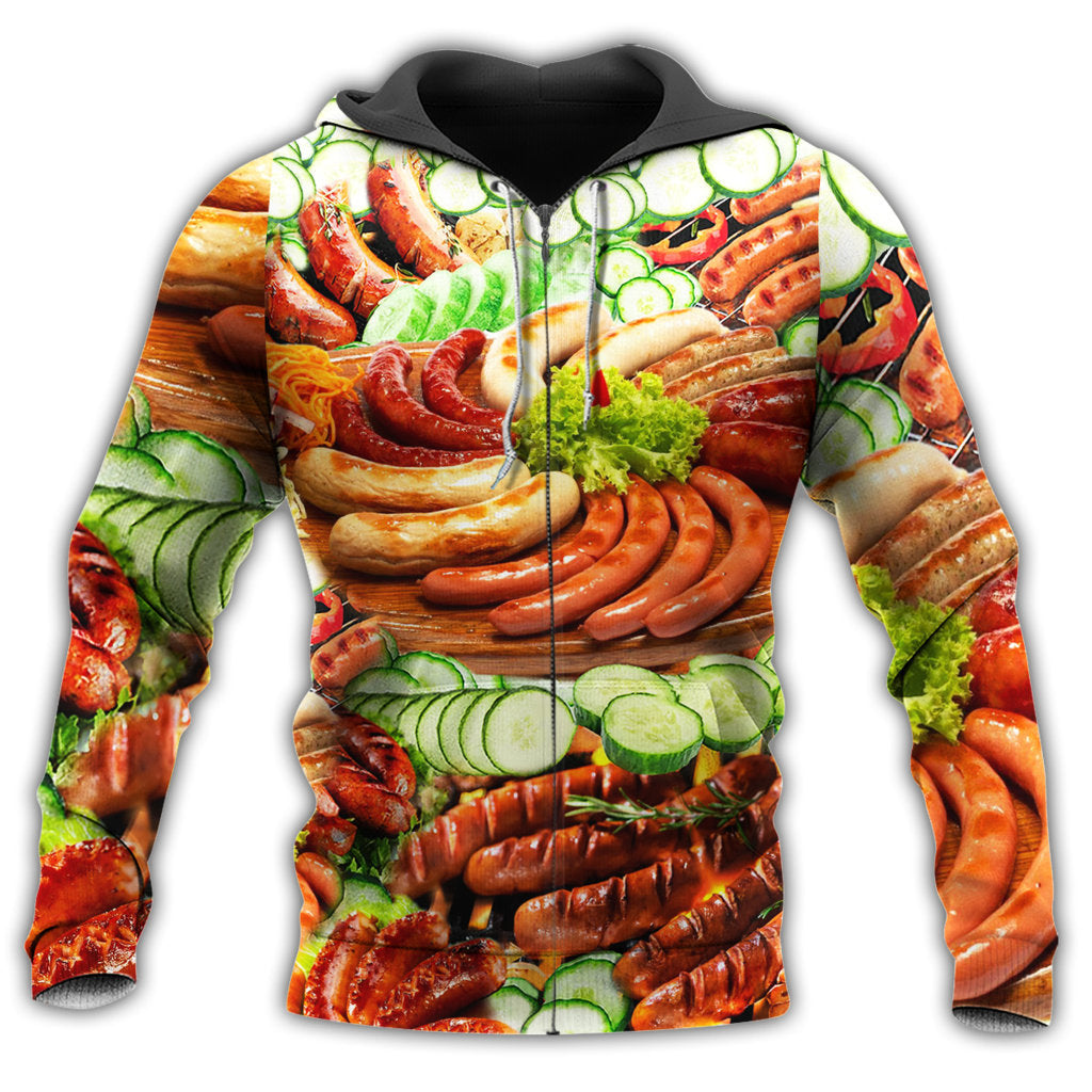 Zip Hoodie / S Food Life Is Better with Hot Dog with Salad - Hoodie - Owls Matrix LTD