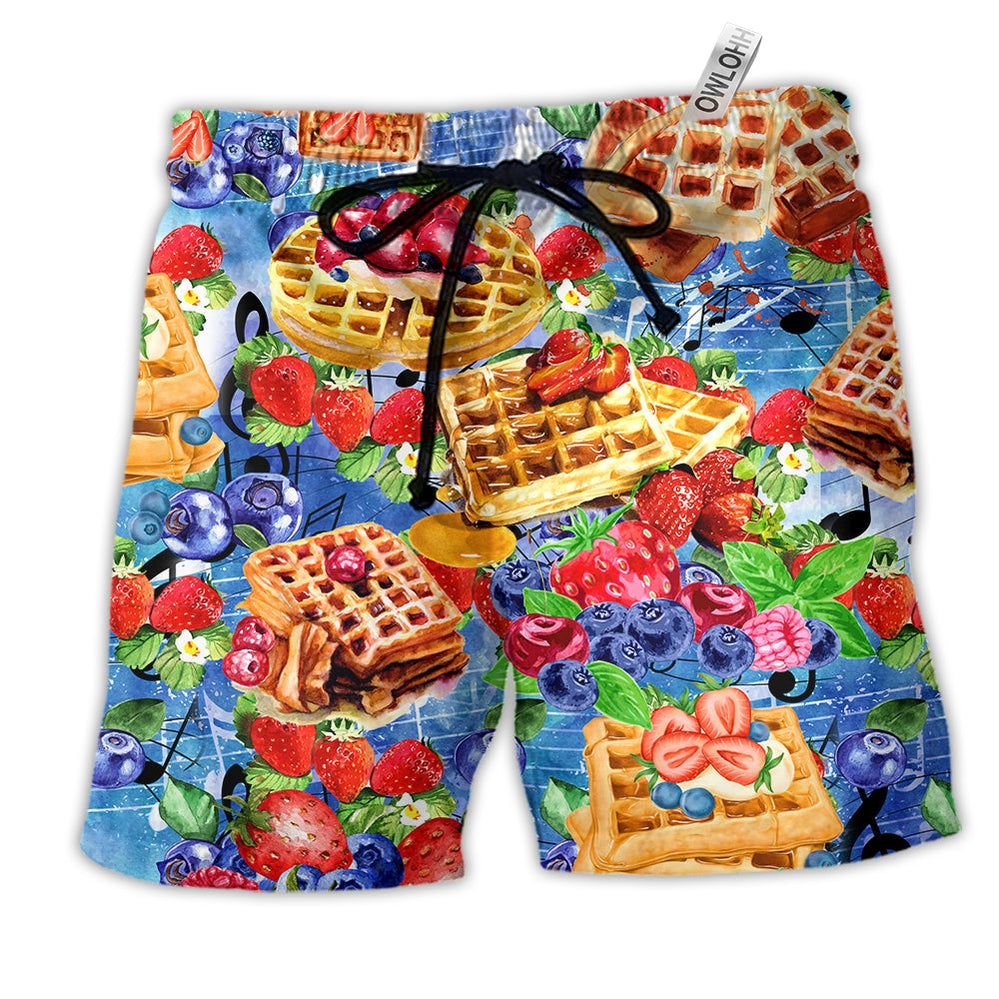 Beach Short / Adults / S Food Pancake With Strawbery And BlueBery - Beach Short - Owls Matrix LTD