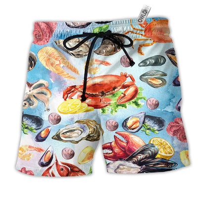 Beach Short / Adults / S Food seafood basic colorful - Beach Short - Owls Matrix LTD