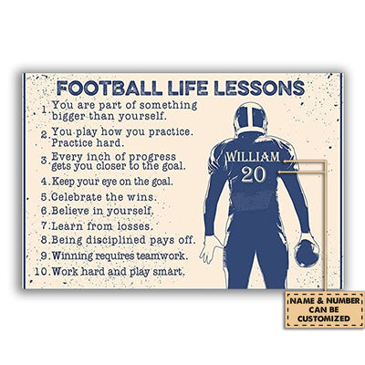 12x18 Inch Football Life Lesson Personalized - Horizontal Poster - Owls Matrix LTD