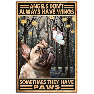 12x18 Inch French Bulldog Angels Paws Butterfly - Vertical Poster - Owls Matrix LTD
