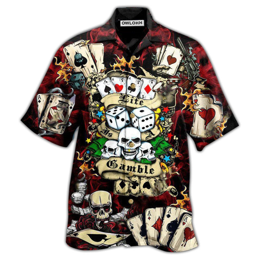 Hawaiian Shirt / Adults / S Poker Gambling Poker Take The Risk Or Lose The Chance - Hawaiian Shirt - Owls Matrix LTD