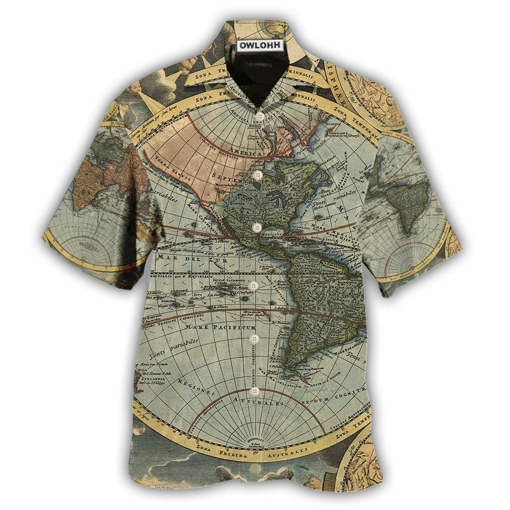 Hawaiian Shirt / Adults / S Geography Vintage Unique - Hawaiian Shirt - Owls Matrix LTD
