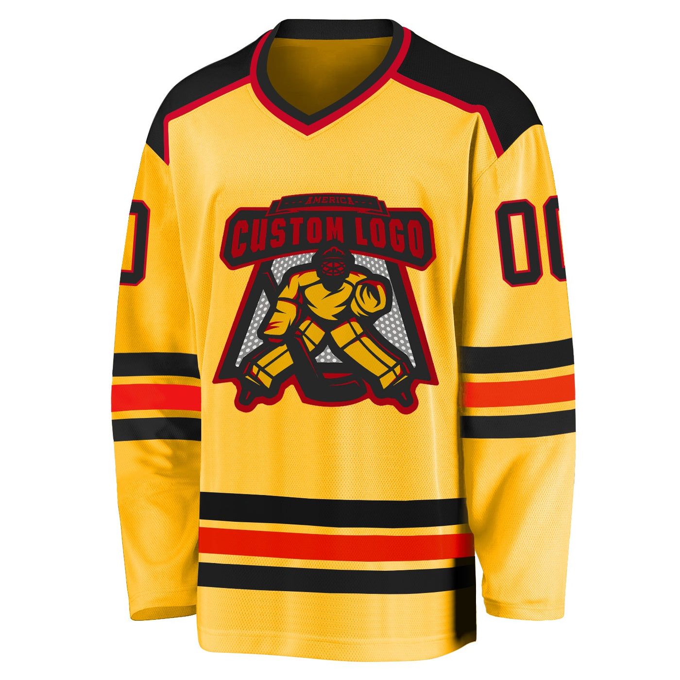 Custom Gold Black-Red Hockey Jersey