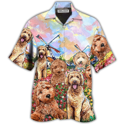 Hawaiian Shirt / Adults / S Goldendoodle Dog With Flowers - Hawaiian Shirt - Owls Matrix LTD