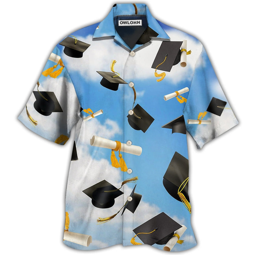 Hawaiian Shirt / Adults / S Graduation Paper Blue Sky - Hawaiian Shirt - Owls Matrix LTD