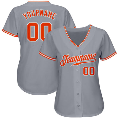 Custom Gray Orange-White Authentic Baseball Jersey - Owls Matrix LTD