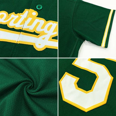 Custom Green Green-Cream Authentic Baseball Jersey - Owls Matrix LTD