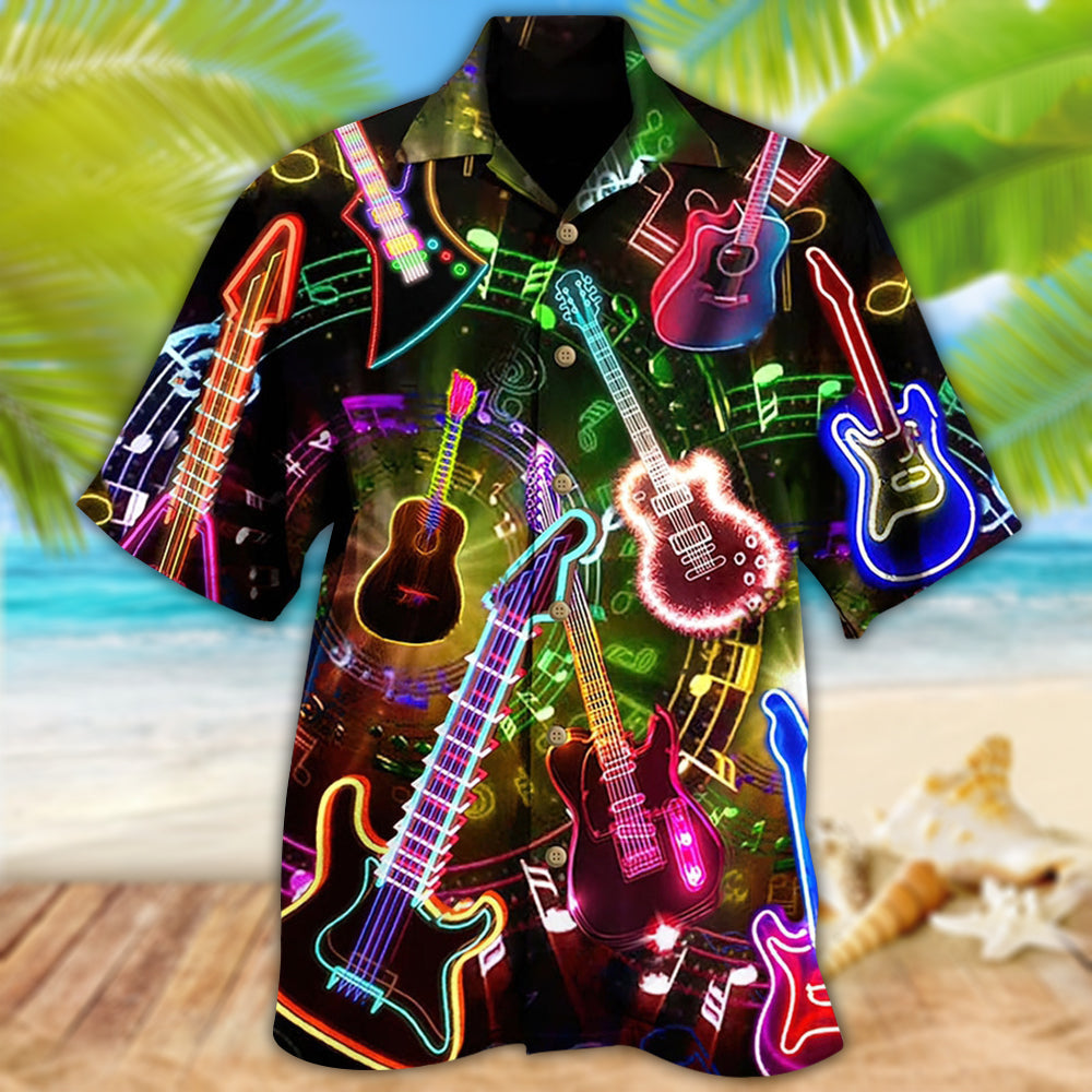 Guitar Music All You Need Is A Guitar - Hawaiian Shirt - Owls Matrix LTD