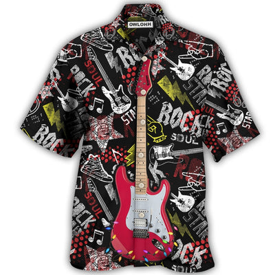 Hawaiian Shirt / Adults / S Guitar Rock Soul Merry Christmas Happy - Hawaiian Shirt - Owls Matrix LTD