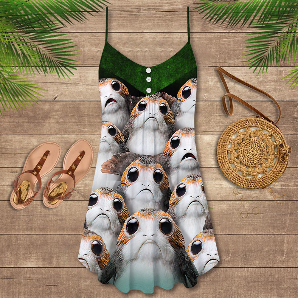 Star Wars The Last Jedi Many Porgs - V-neck Sleeveless Cami Dress