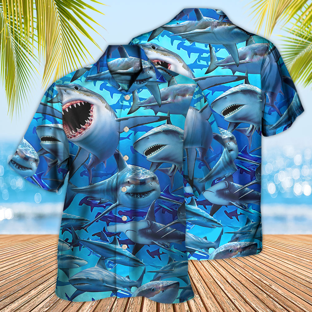 Shark Awesome Love It Love Ocean Shark - Hawaiian Shirt - Owls Matrix LTD