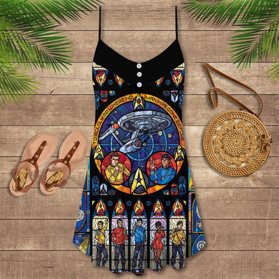 Star Trek Stained Glass - V-neck Sleeveless Cami Dress