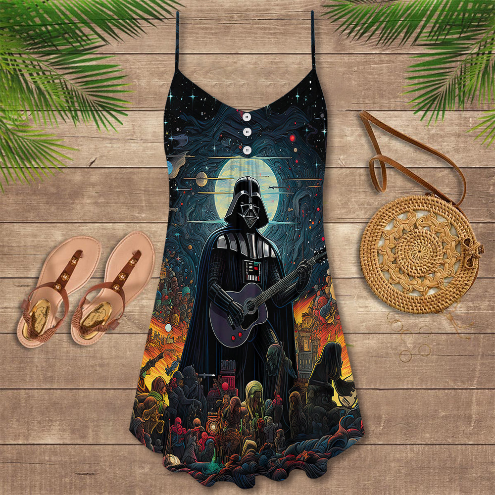 Star Wars Darth Vader Nobody Can Stop Me Playing Guitar - V-neck Sleeveless Cami Dress