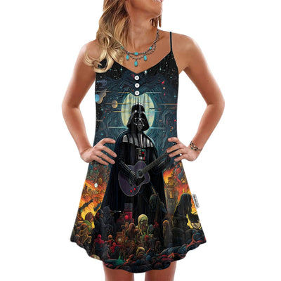 Star Wars Darth Vader Nobody Can Stop Me Playing Guitar - V-neck Sleeveless Cami Dress