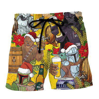 Christmas Star Wars Dear Santa Heres Your Beer - Beach Short