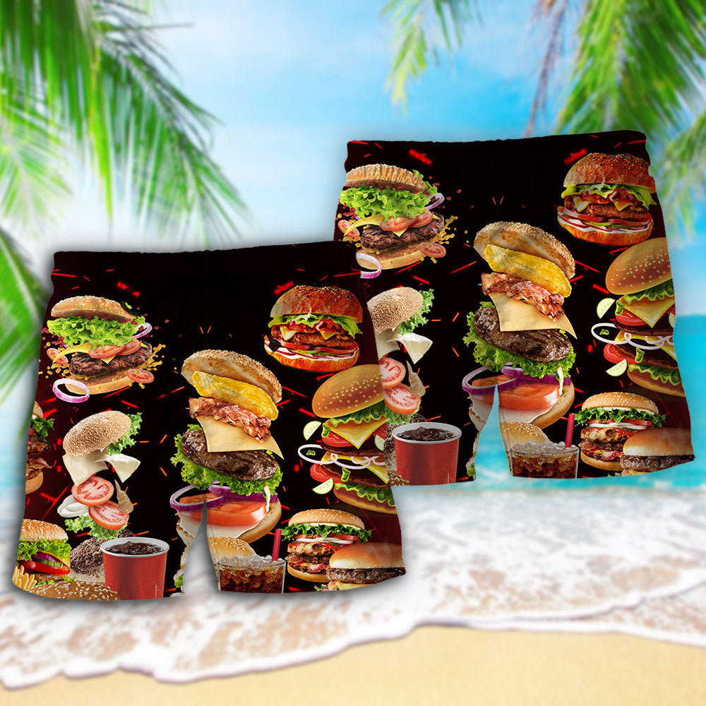 Food Hamburger Fast Food Lover - Beach Short - Owls Matrix LTD