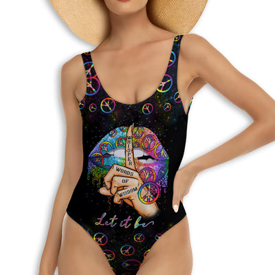 S Hippie Summer Vibes Lips Colorful - One-piece Swimsuit - Owls Matrix LTD