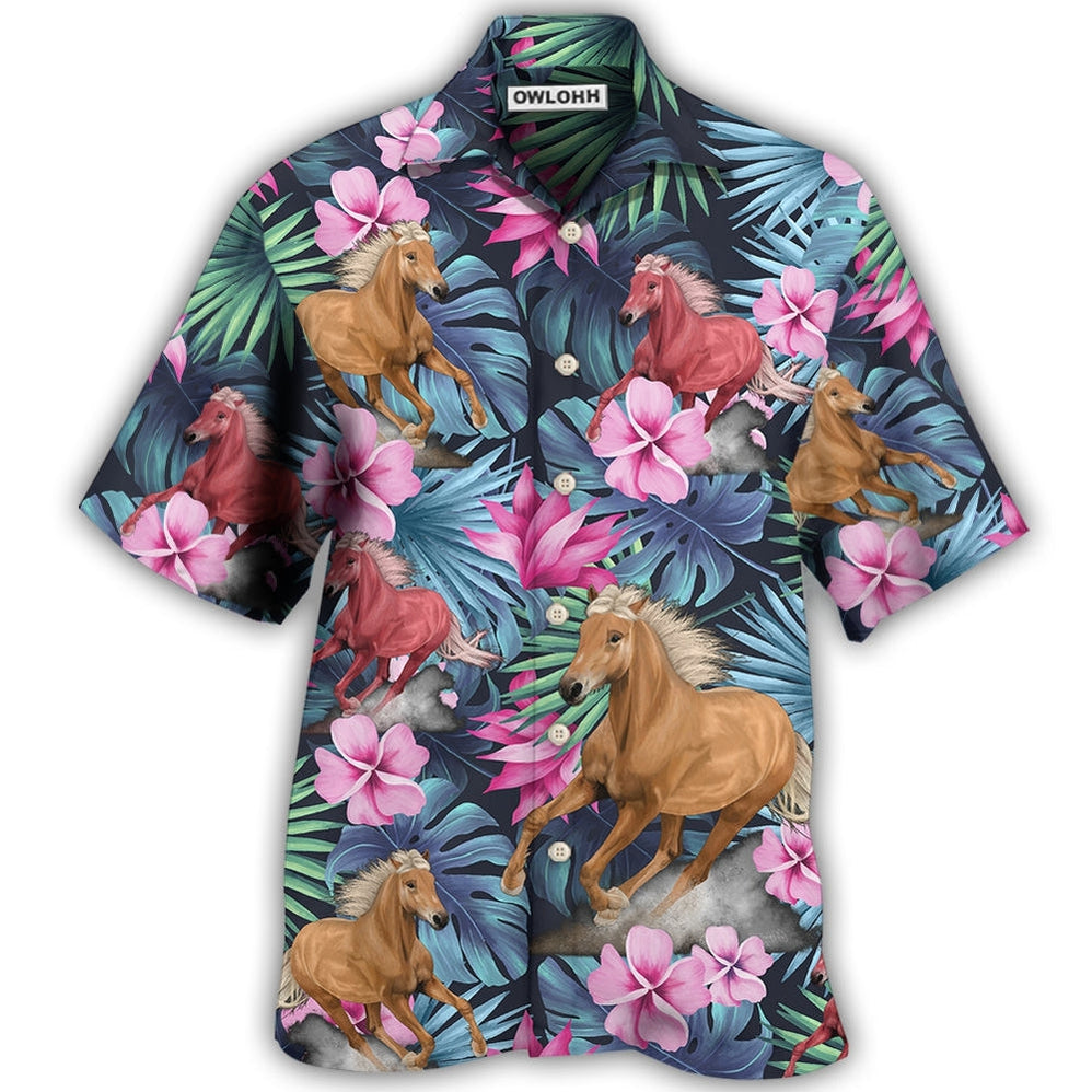 Hawaiian Shirt / Adults / S Horse Tropical Summer Vibes - Hawaiian Shirt - Owls Matrix LTD