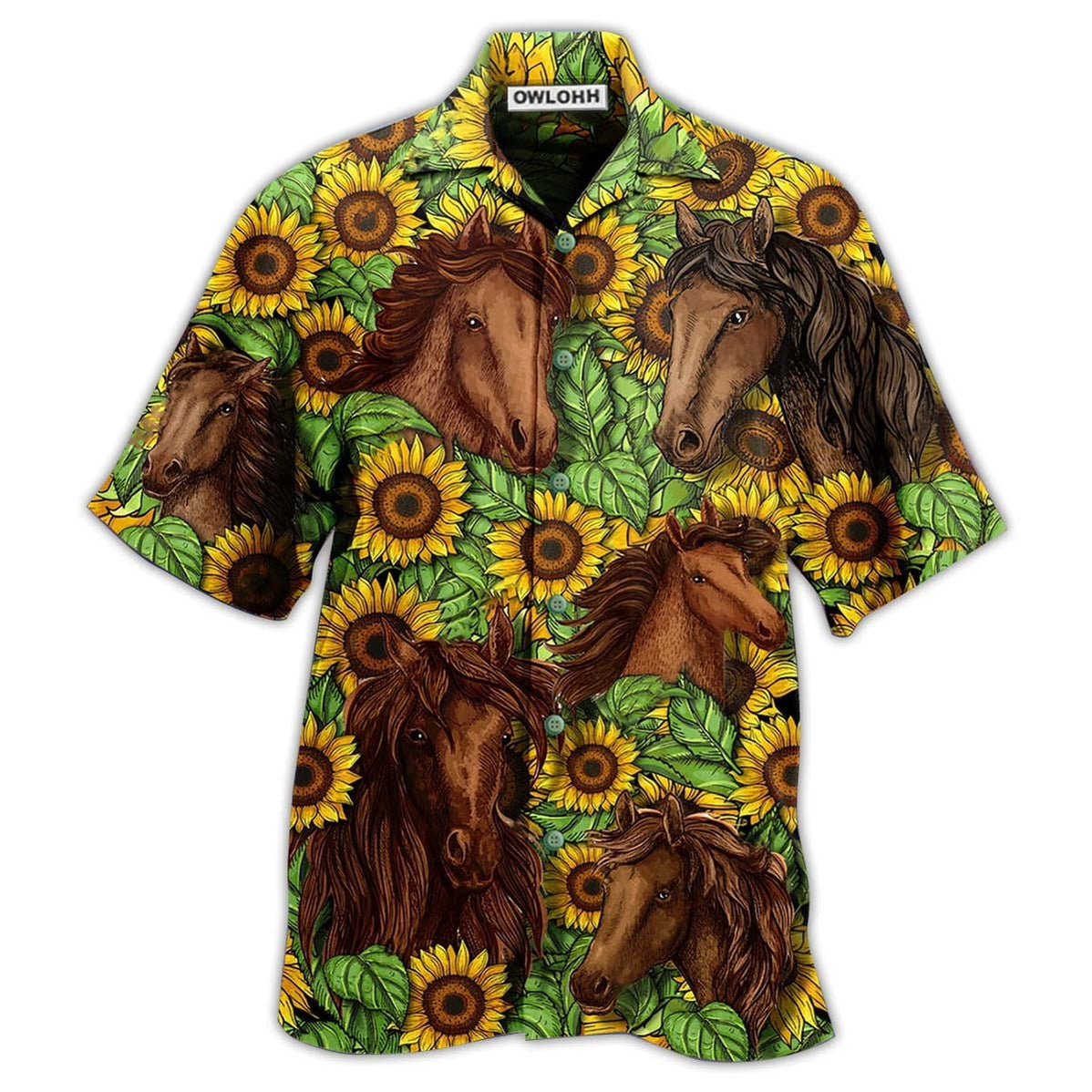 Hawaiian Shirt / Adults / S Horse And Sunflowers Amazing - Hawaiian Shirt - Owls Matrix LTD