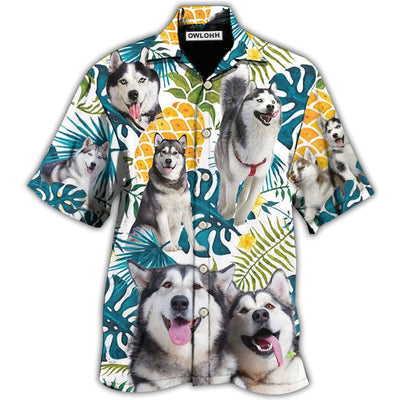 Hawaiian Shirt / Adults / S Husky Funny Husky Tropical Leaf - Hawaiian Shirt - Owls Matrix LTD