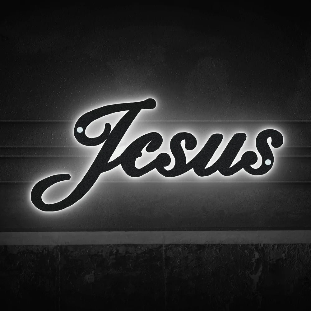 Jesus Simple Text Amazing - Led Light Metal - Owls Matrix LTD