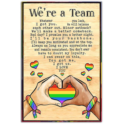 12x18 Inch LGBT We're A Team - Vertical Poster - Owls Matrix LTD
