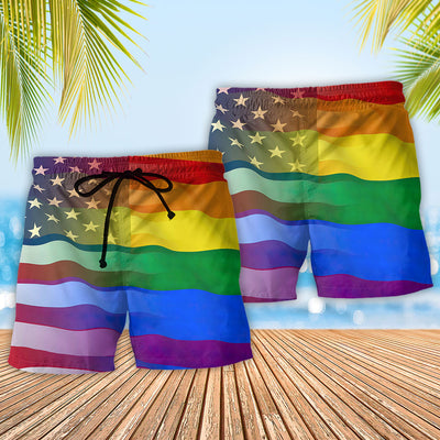 LGBT Love America Peace Color Love Is Love - Beach Short - Owls Matrix LTD