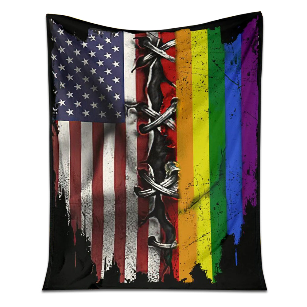 50" x 60" LGBT Rainbow American Independence Day - Flannel Blanket - Owls Matrix LTD