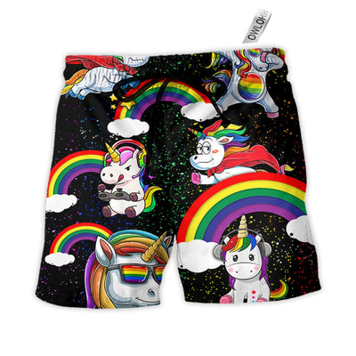 Beach Short / Adults / S LGBT Unicorn Funny Style - Beach Short - Owls Matrix LTD