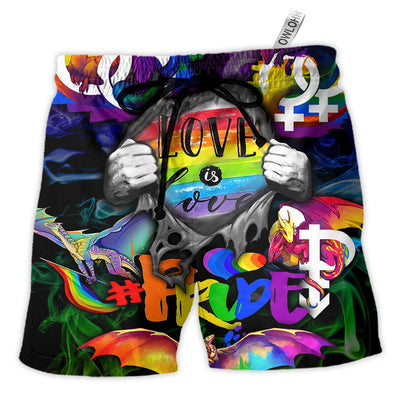Beach Short / Adults / S LGBT Love Is Love Pride - Beach Short - Owls Matrix LTD